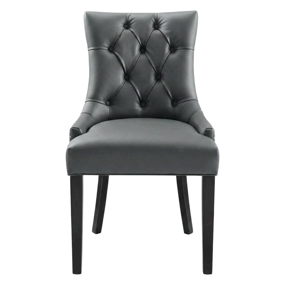 Tufted Vegan Leather Upholstered Dining Chair for Dining Room, Gray