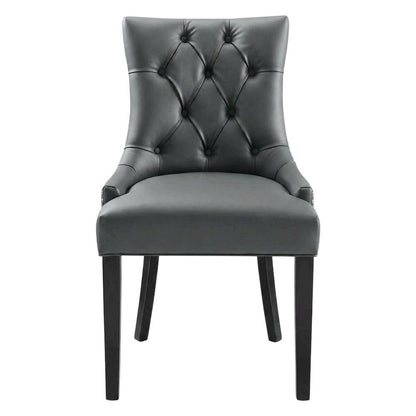 Tufted Vegan Leather Upholstered Dining Chair for Dining Room, Gray