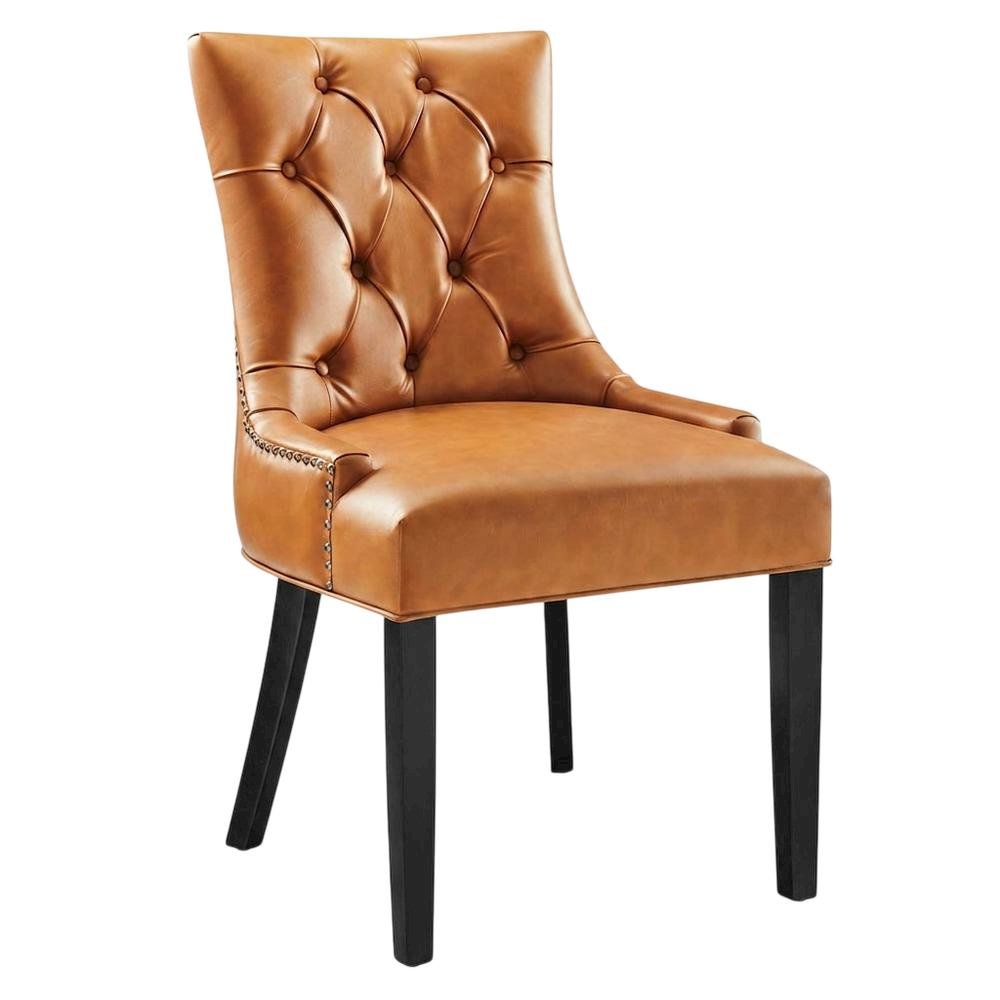 Tufted Vegan Leather Upholstered Dining Chair for Dining Room, Tan