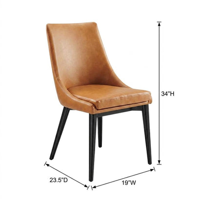Vegan Leather-Upholstered Dining Chair with Mid-Century Modern Style, Tan