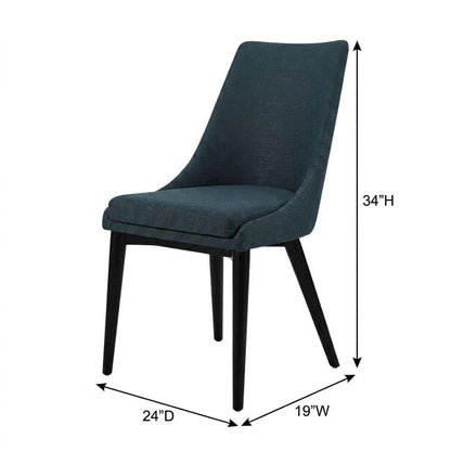 Fabric-Upholstered Dining Chair with Cushioned Seat, Azure