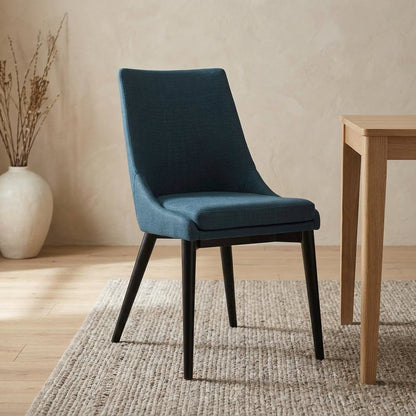 Fabric-Upholstered Dining Chair with Cushioned Seat, Azure