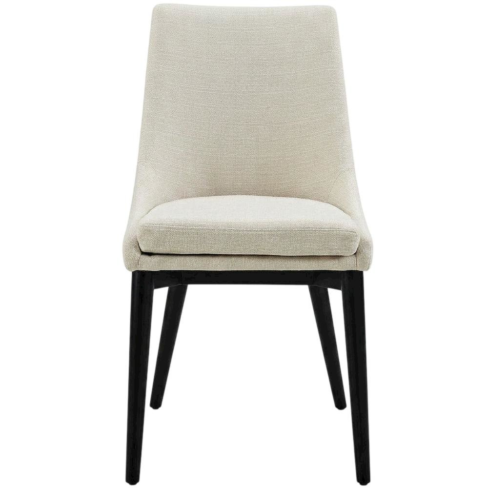 Fabric-Upholstered Dining Chair with Cushioned Seat, Beige