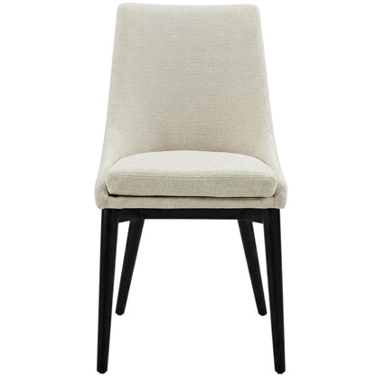 Fabric-Upholstered Dining Chair with Cushioned Seat, Beige