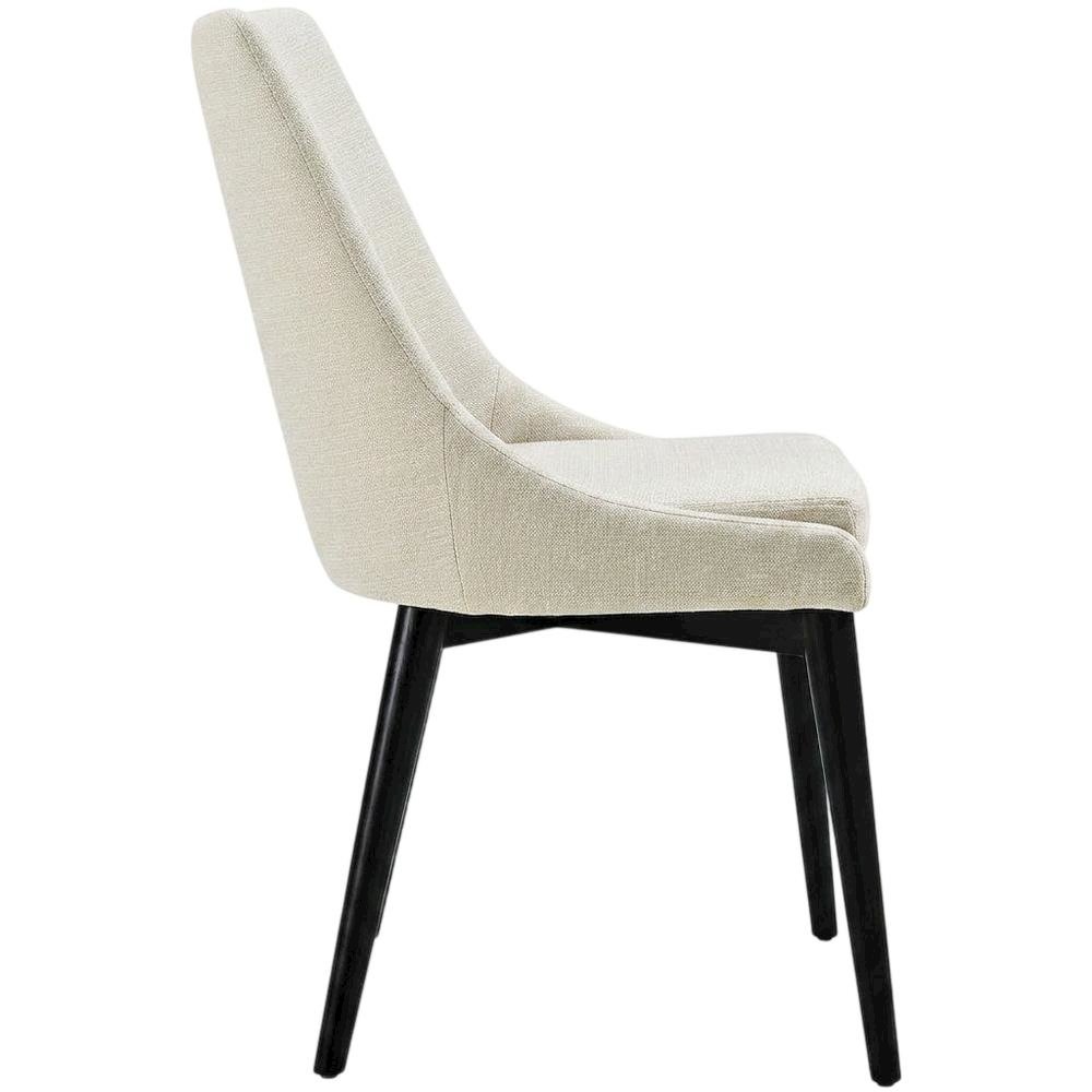 Fabric-Upholstered Dining Chair with Cushioned Seat, Beige