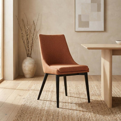 Fabric-Upholstered Dining Chair with Cushioned Seat, Orange