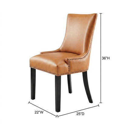 Vegan Leather Upholstered Dining Chair for Kitchen or Dining Room, Tan
