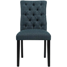 Button-Tufted Upholstered Fabric Parsons Chair, Azure