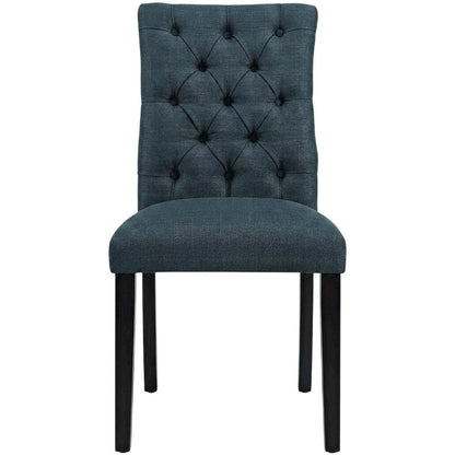 Button-Tufted Upholstered Fabric Parsons Chair, Azure