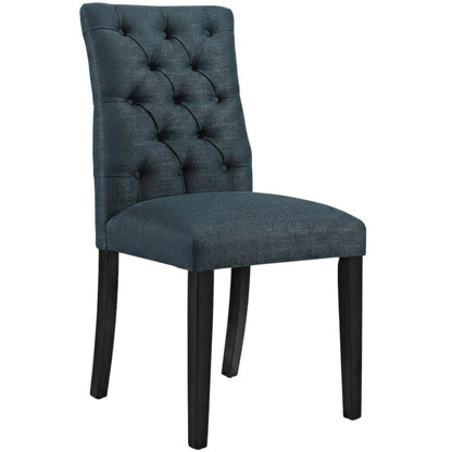 Button-Tufted Upholstered Fabric Parsons Chair, Azure