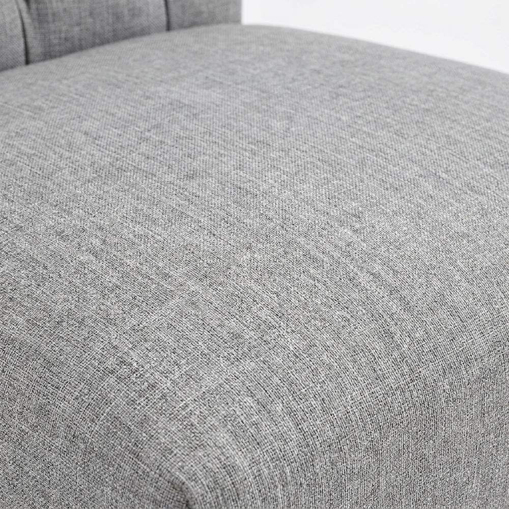 Button-Tufted Upholstered Fabric Parsons Chair, Light Gray