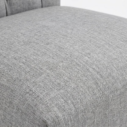 Button-Tufted Upholstered Fabric Parsons Chair, Light Gray