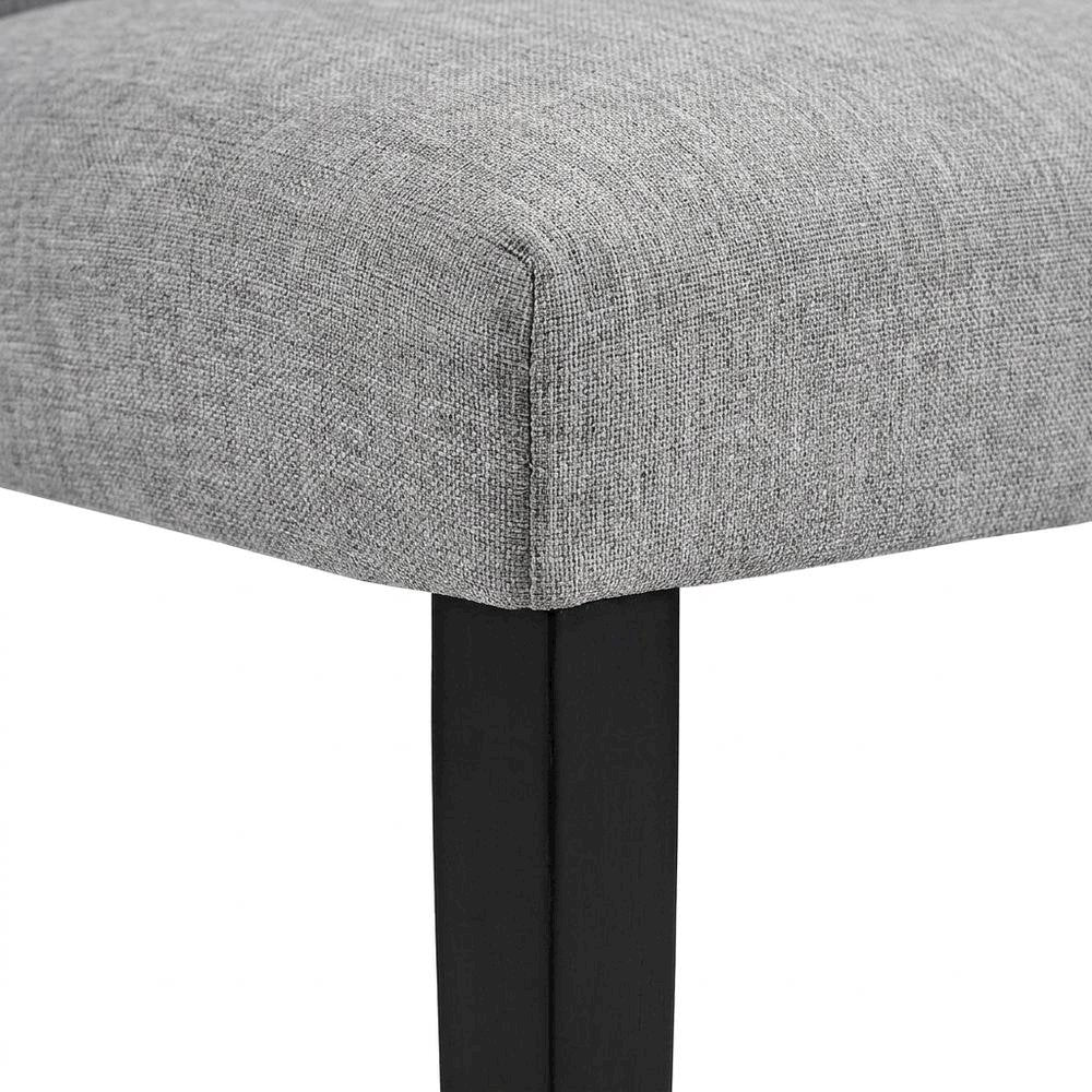 Button-Tufted Upholstered Fabric Parsons Chair, Light Gray