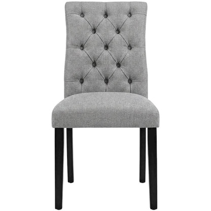 Button-Tufted Upholstered Fabric Parsons Chair, Light Gray