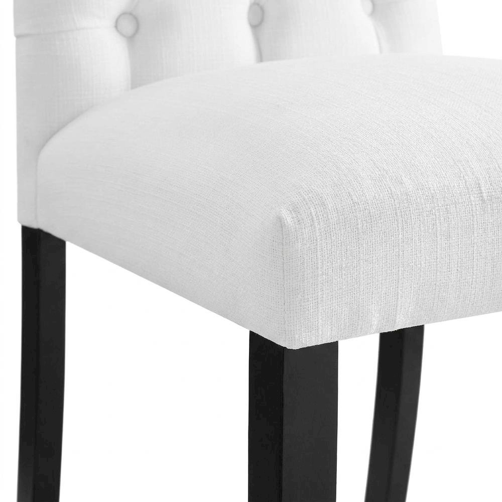 Button-Tufted Upholstered Fabric Parsons Chair, White