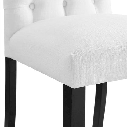 Button-Tufted Upholstered Fabric Parsons Chair, White