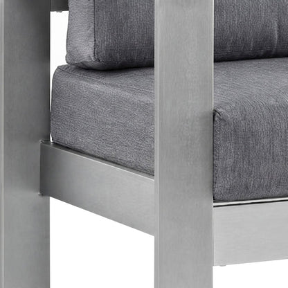 Aluminum Outdoor Loveseat with Thick Cushion for Patio and Porch, Silver Gray
