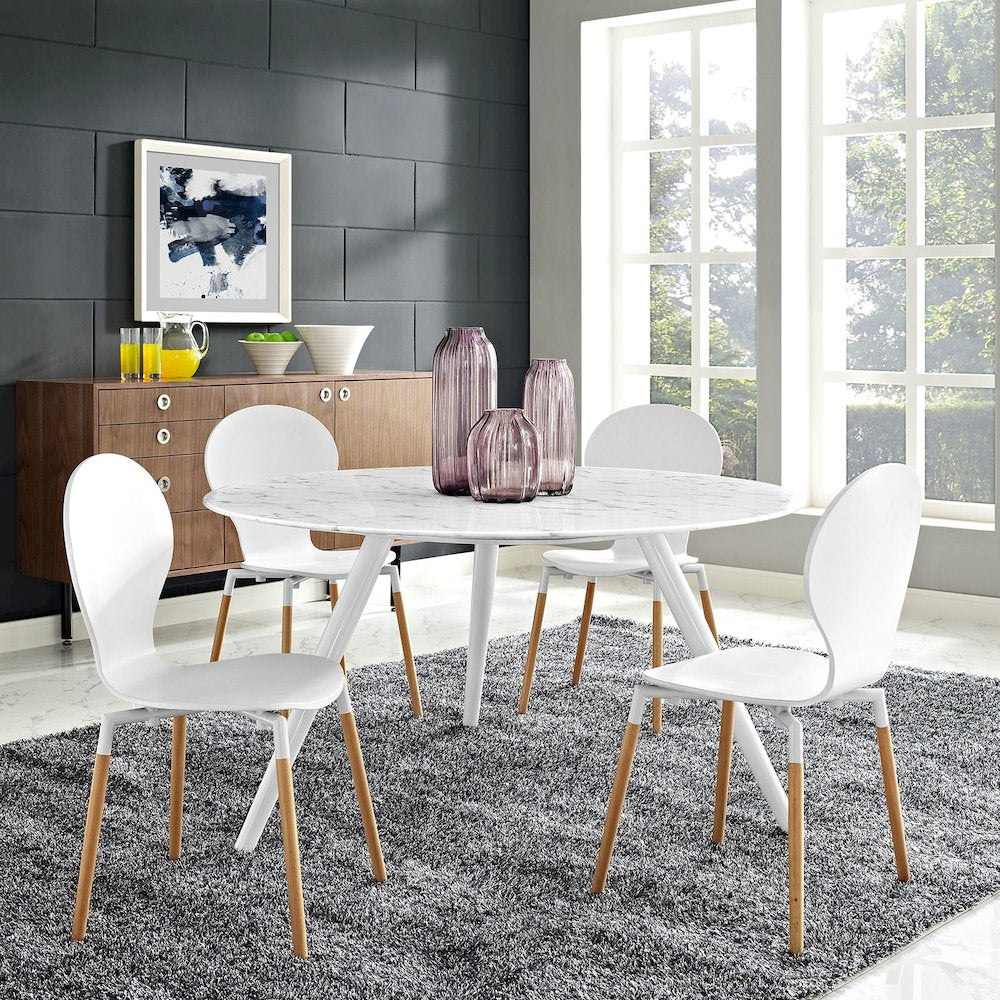 Lippa 54" Round Faux Marble Dining Table with Tripod Base