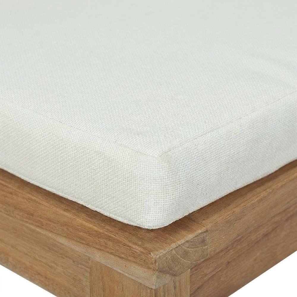 Teak Outdoor Dining Chair with Cushion for Patio, Deck, or Porch, Natural White