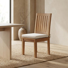 Teak Outdoor Dining Chair with Cushion for Patio, Deck, or Porch, Natural White