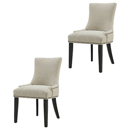 Fabric Upholstered Parsons Dining Side Chairs, Beige, Set of 2