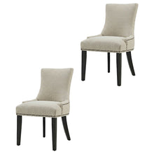 Fabric Upholstered Parsons Dining Side Chairs, Beige, Set of 2