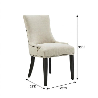 Fabric Upholstered Parsons Dining Side Chairs, Beige, Set of 2
