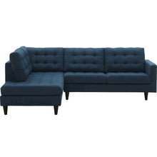 Empress 2 Piece Upholstered Fabric Left Facing Bumper Sectional