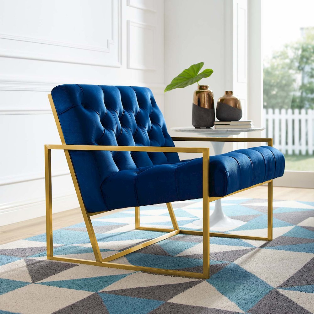 Bequest Gold Stainless Steel Performance Velvet Accent Chair