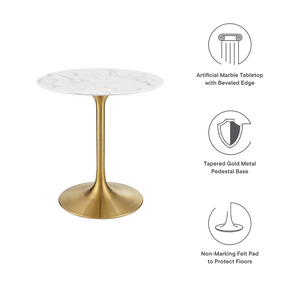 Lippa 28" Round Faux Marble Dining Table