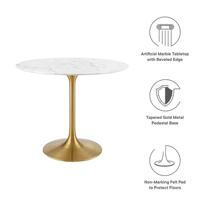Lippa 36" Round Faux Marble Dining Table