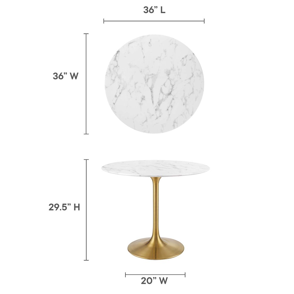 Lippa 36" Round Faux Marble Dining Table