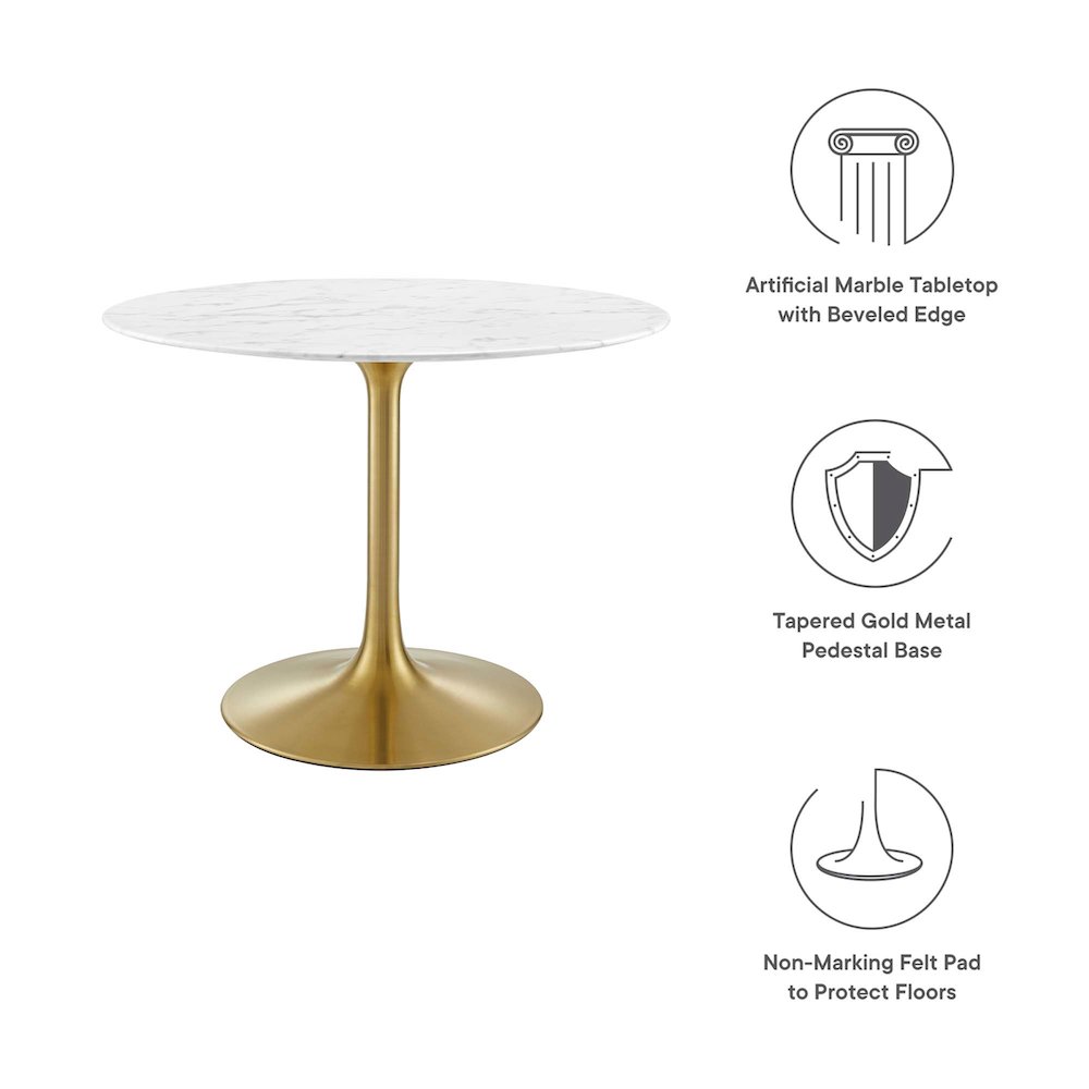 Lippa 40" Round Faux Marble Dining Table