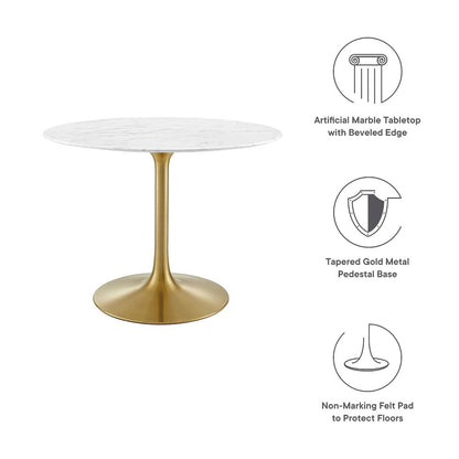 Lippa 40" Round Faux Marble Dining Table