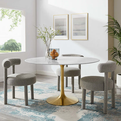 Lippa 54" Round Faux Marble Dining Table