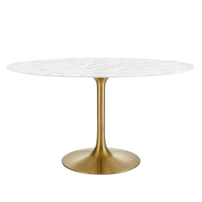 Lippa 54" Oval Faux Marble Dining Table