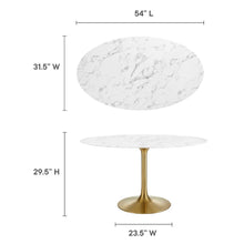 Lippa 54" Oval Faux Marble Dining Table