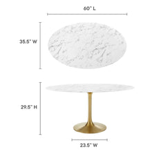 Lippa 60" Oval Faux Marble Dining Table