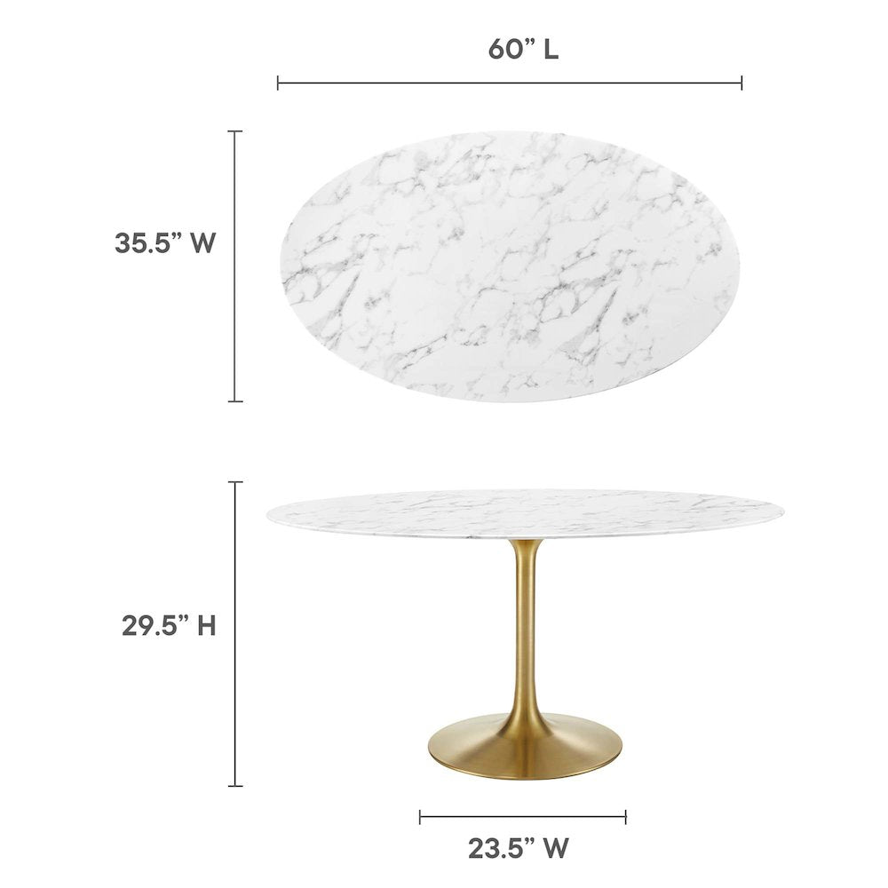 Lippa 60" Oval Faux Marble Dining Table