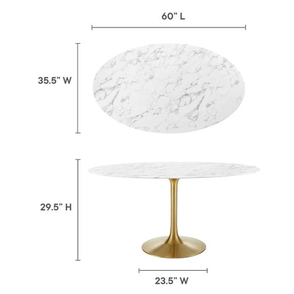 Lippa 60" Oval Faux Marble Dining Table