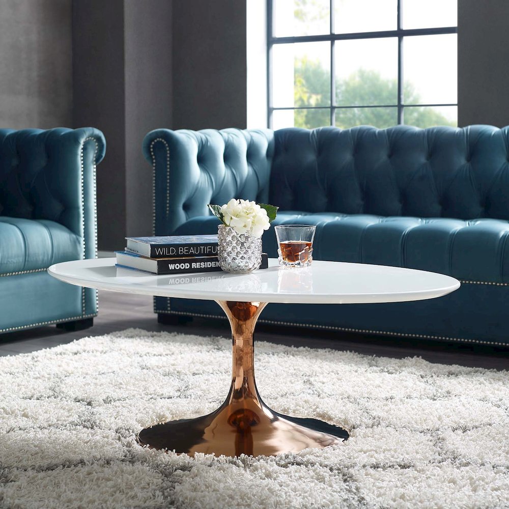 Lippa 42" Oval-Shaped Wood Coffee Table