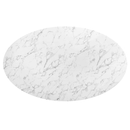 Lippa 78" Oval Faux Marble Dining Table