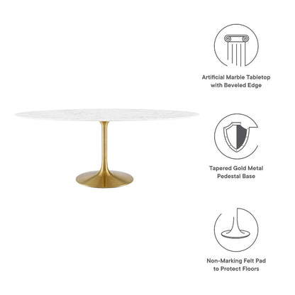 Lippa 78" Oval Faux Marble Dining Table