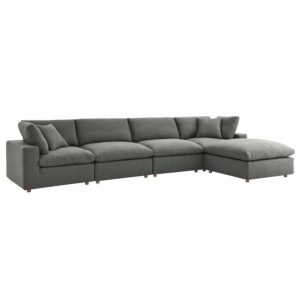 Commix 5 Piece Down Filled Overstuffed Sectional Sofa Set