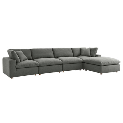 Commix 5 Piece Down Filled Overstuffed Sectional Sofa Set