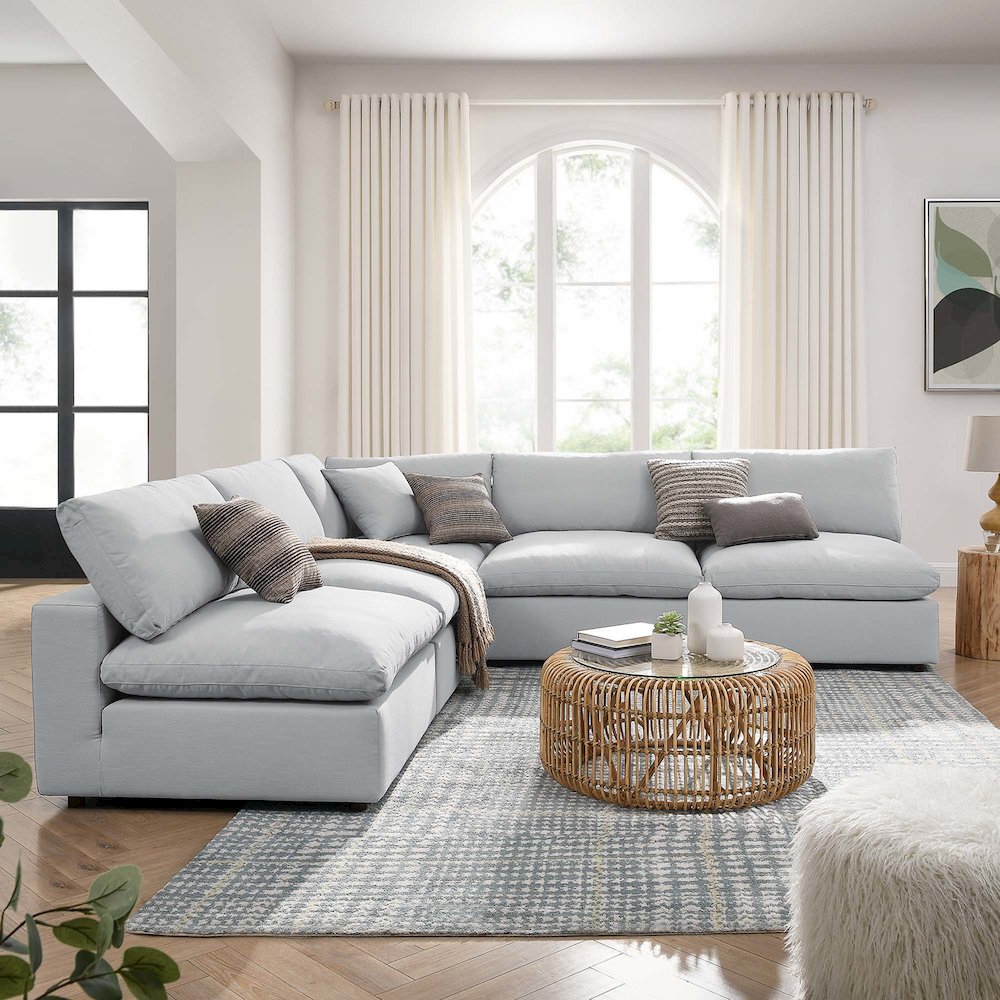 Commix 5-Piece Down Filled Overstuffed Armless Sectional Sofa