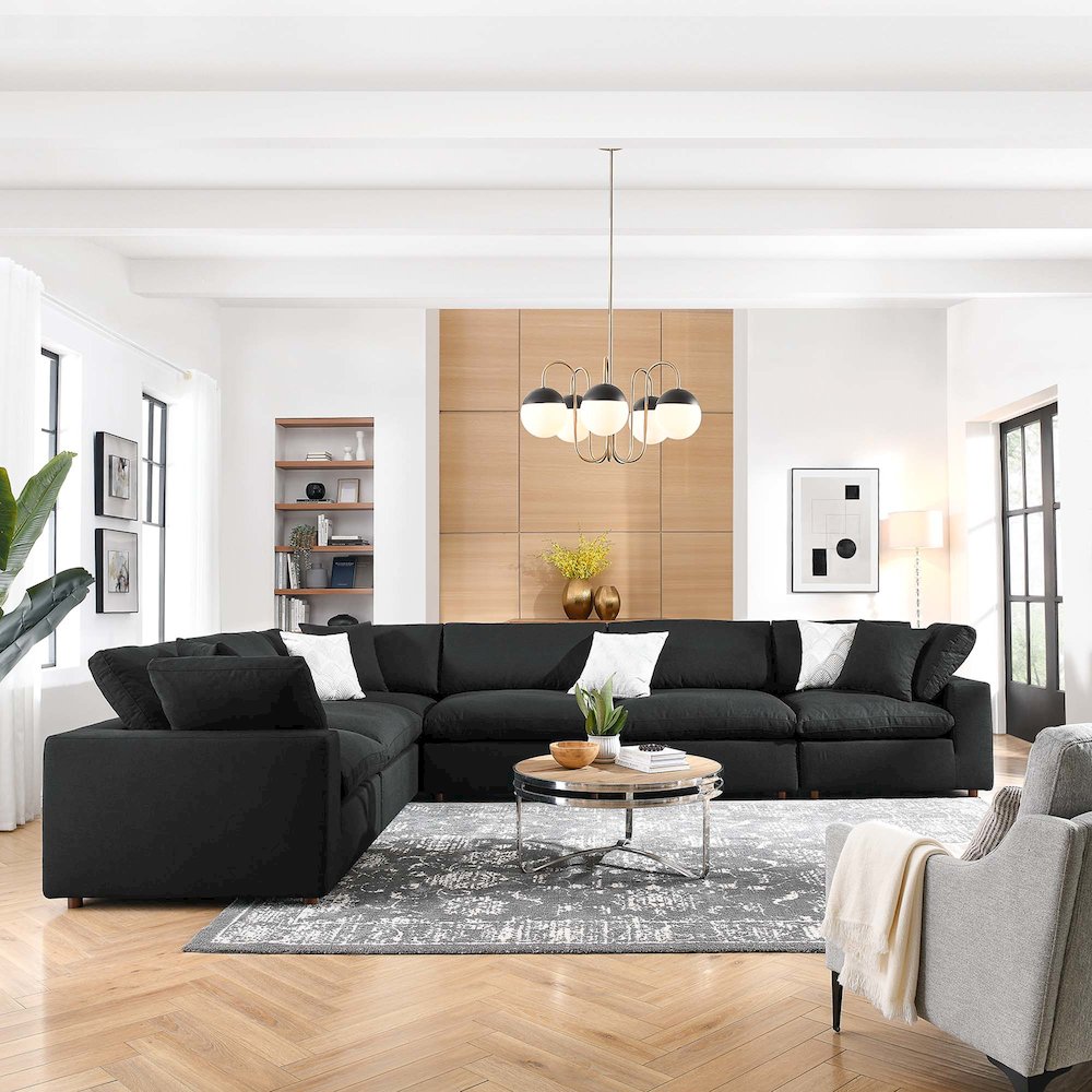 Commix 6 Piece Down Filled Overstuffed Sectional Sofa Set