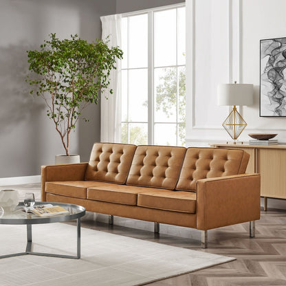 Loft Tufted Vegan Leather Sofa