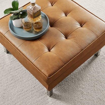 Loft Tufted Vegan Leather Ottoman