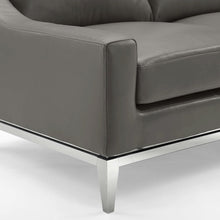 Harness 83.5" Stainless Steel Base Leather Sofa
